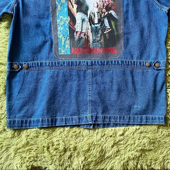 Vintage Uycycled Crossroads Denim Jacket W/ Custom Nirvana Embroidered Patch - Picture 9 of 16